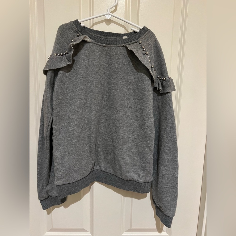 AG kids girl studded gray sweatshirt